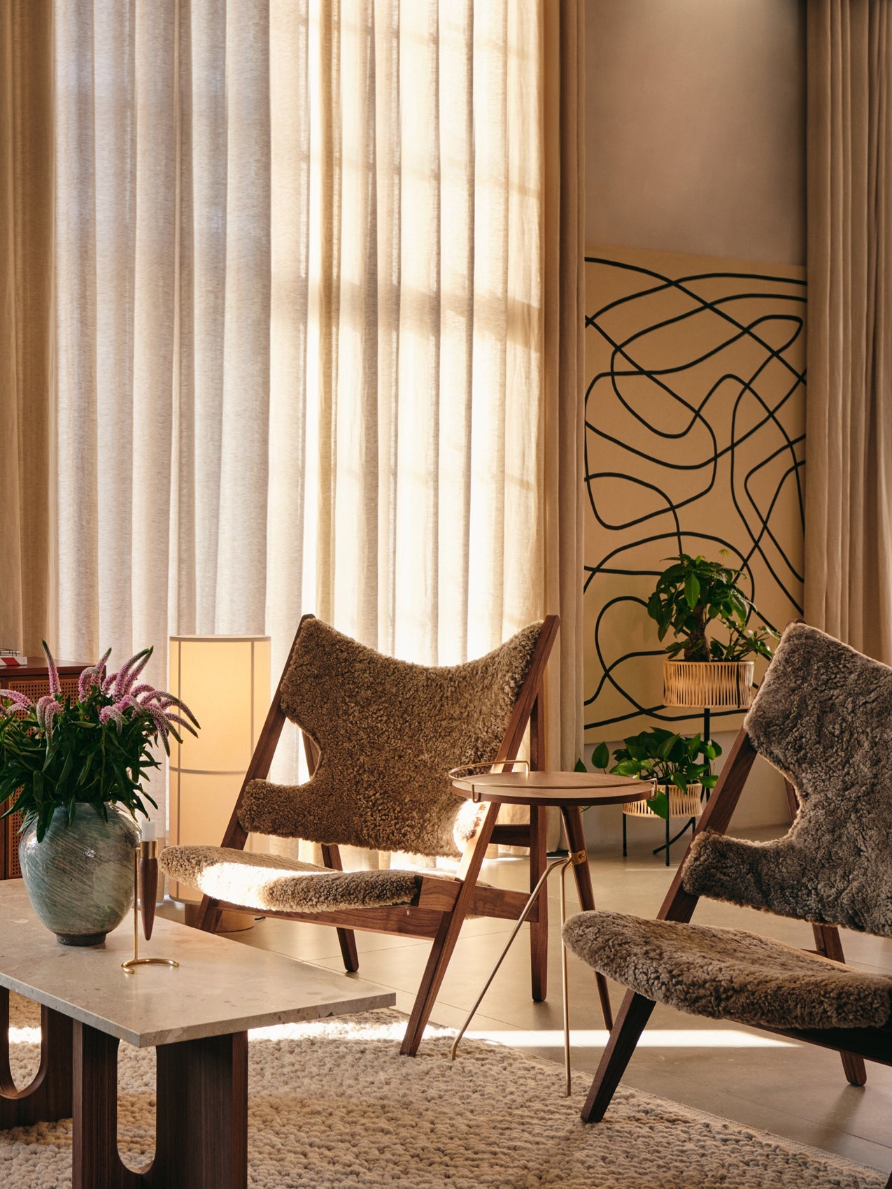 Audo Knitting Chair, Sheepskin