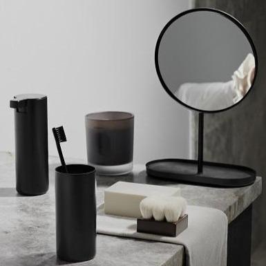 Blomus Modo Ti-Coated Stainless Steel Bathroom Countertop Tumbler and Toothbrush Holder Organizer -Industrial Modern Décor