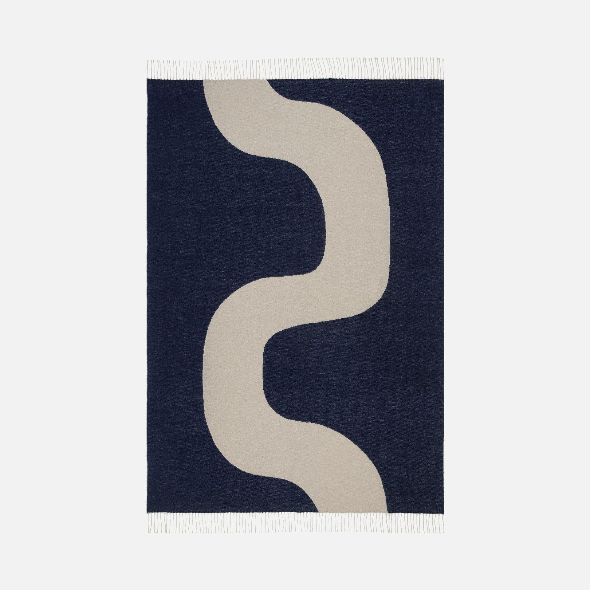 Marimekko Seireeni Blanket - Off White, Dk Blue