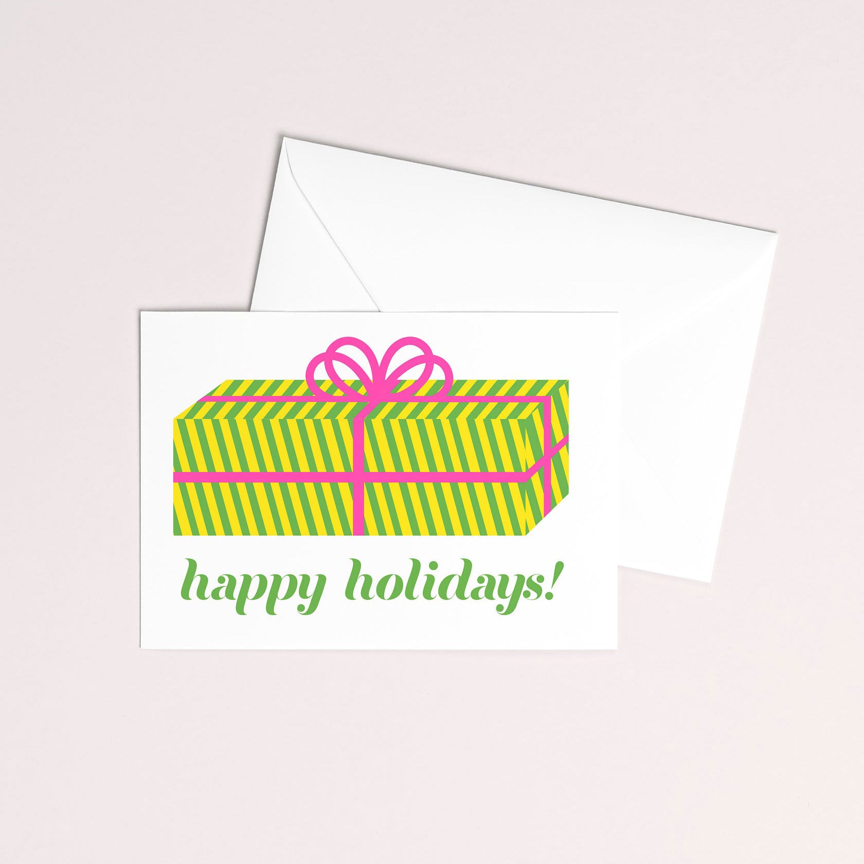 Mezzaluna Studio Risograph Holiday Greeting Card - Stripey Present