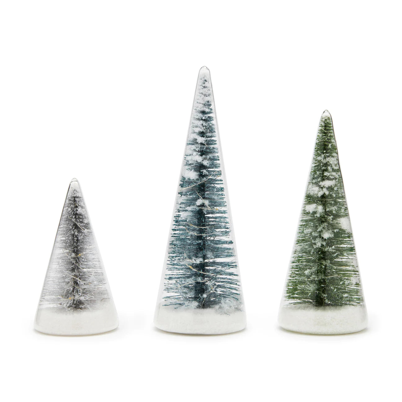 MoMA Winter Spruce LED Glass Lighted Trees - Set of 3
