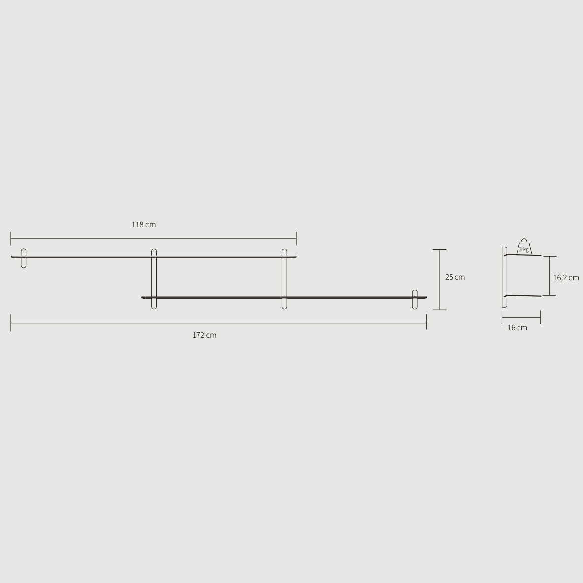 Gejst Nivo Shelf Small H - black ash/black
