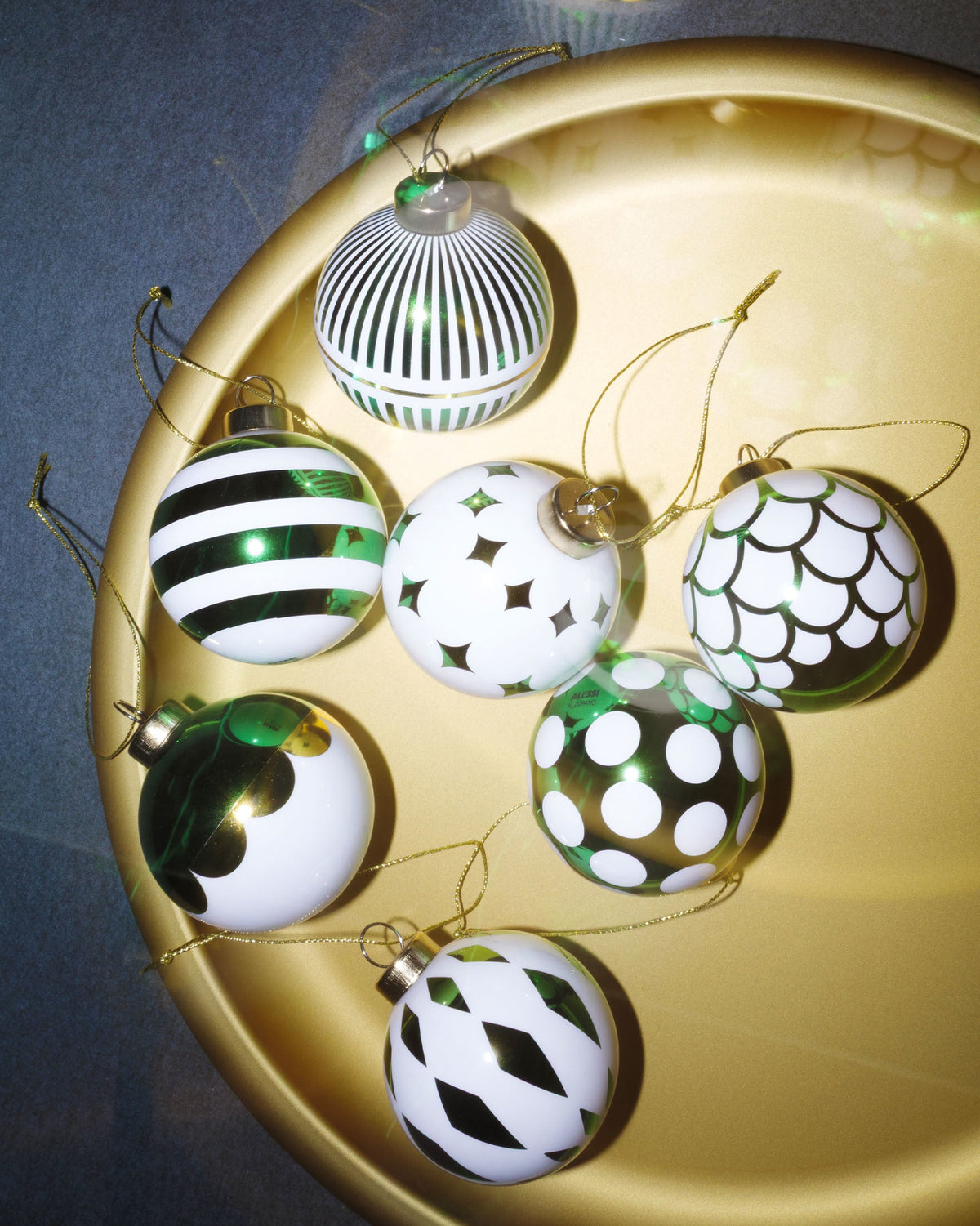 Alessi Delight Green Christmas Baubles Set of 2 - Design 3