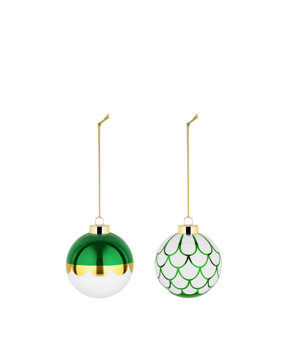 Alessi Delight Green Christmas Baubles Set of 2 - Design 4