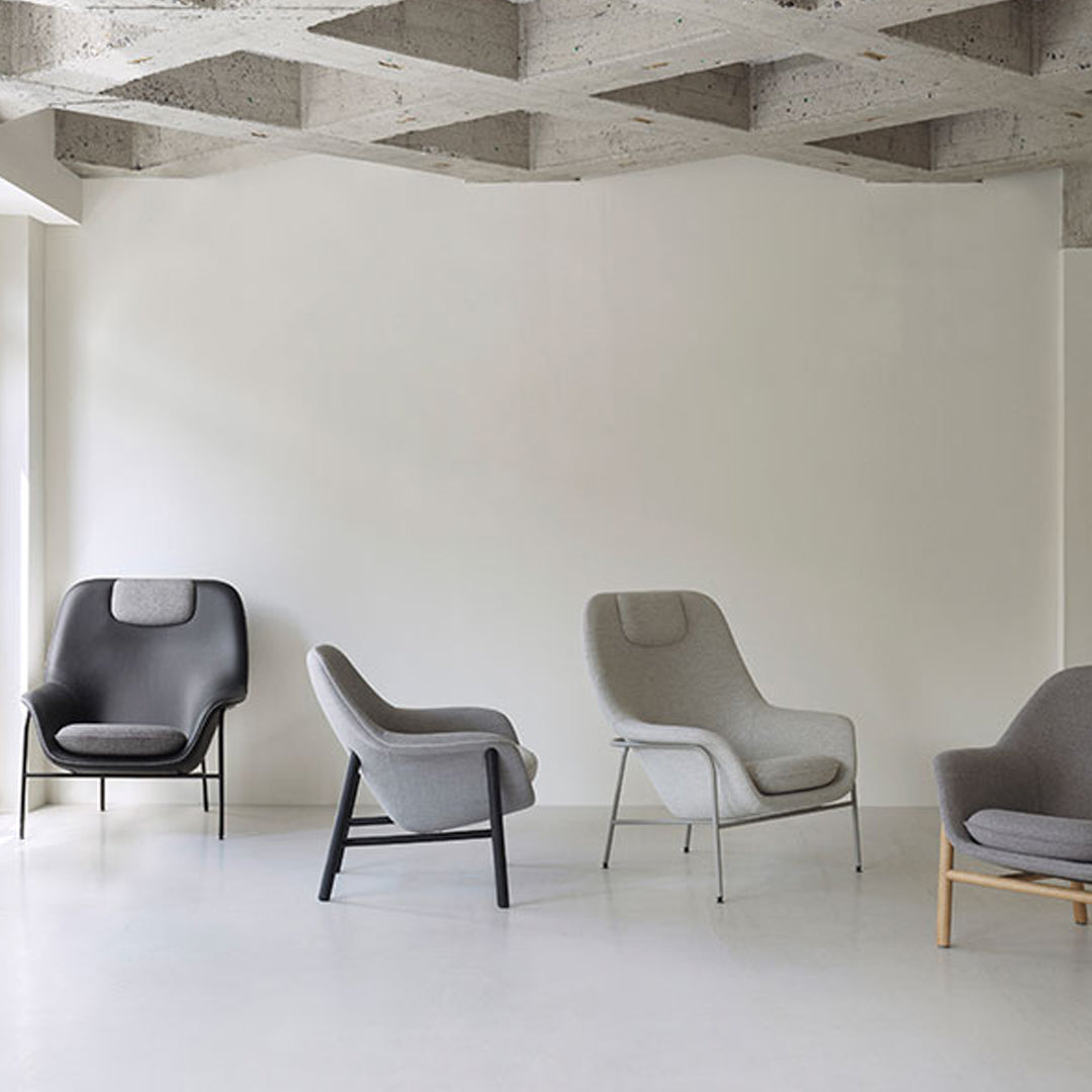 Normann Copenhagen Drape High Lounge Chair w/ Headrest - Steel Legs
