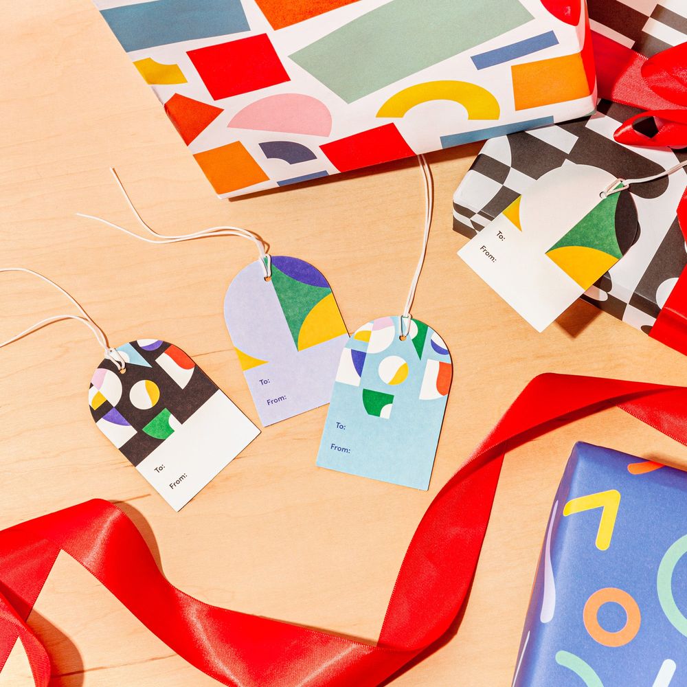 Poketo Gift Tag Set in Colorblock