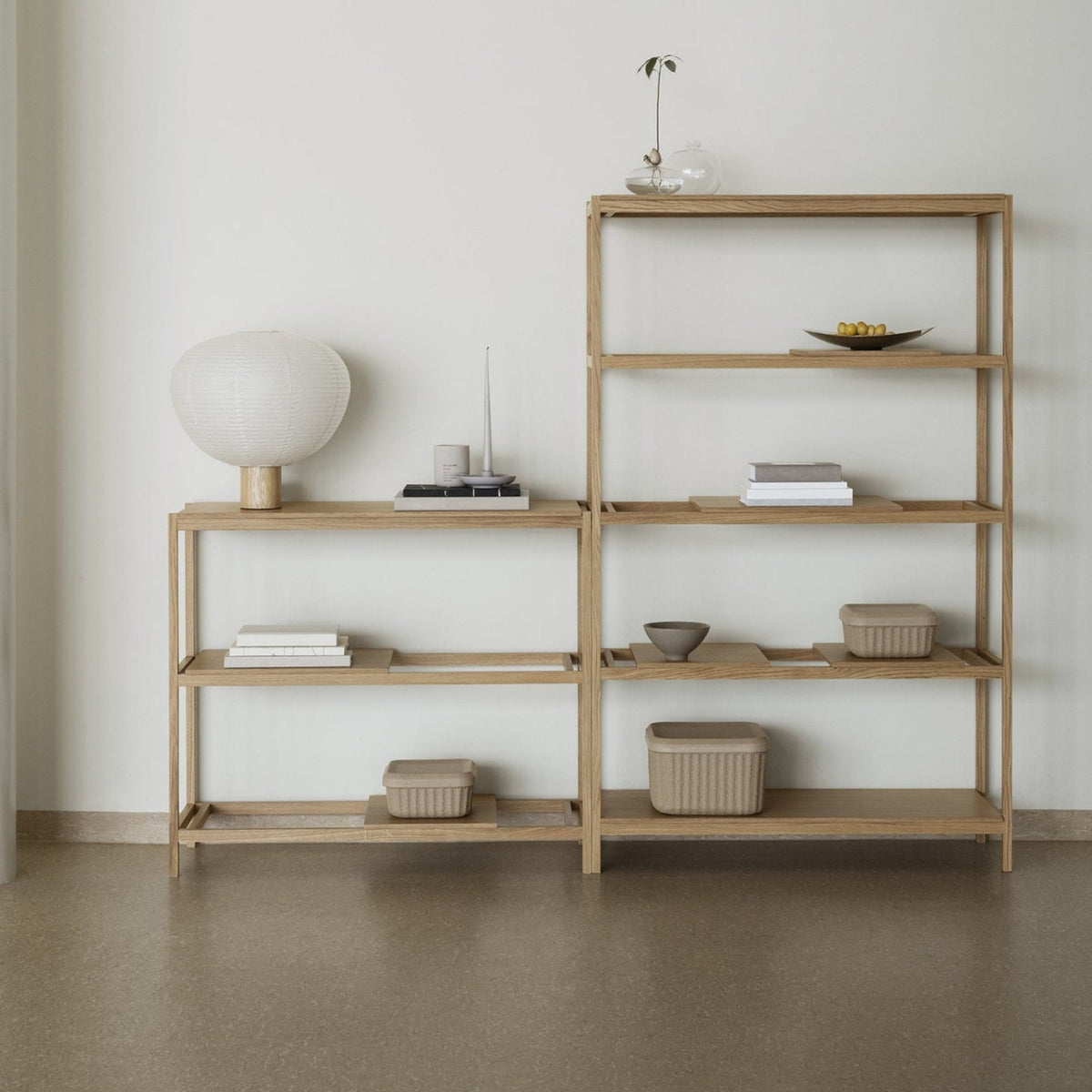 Blomus Sukoya Oak Shelf Unit with Adjustable Shelf Panels - Scandinavian Design - 5 Shelf