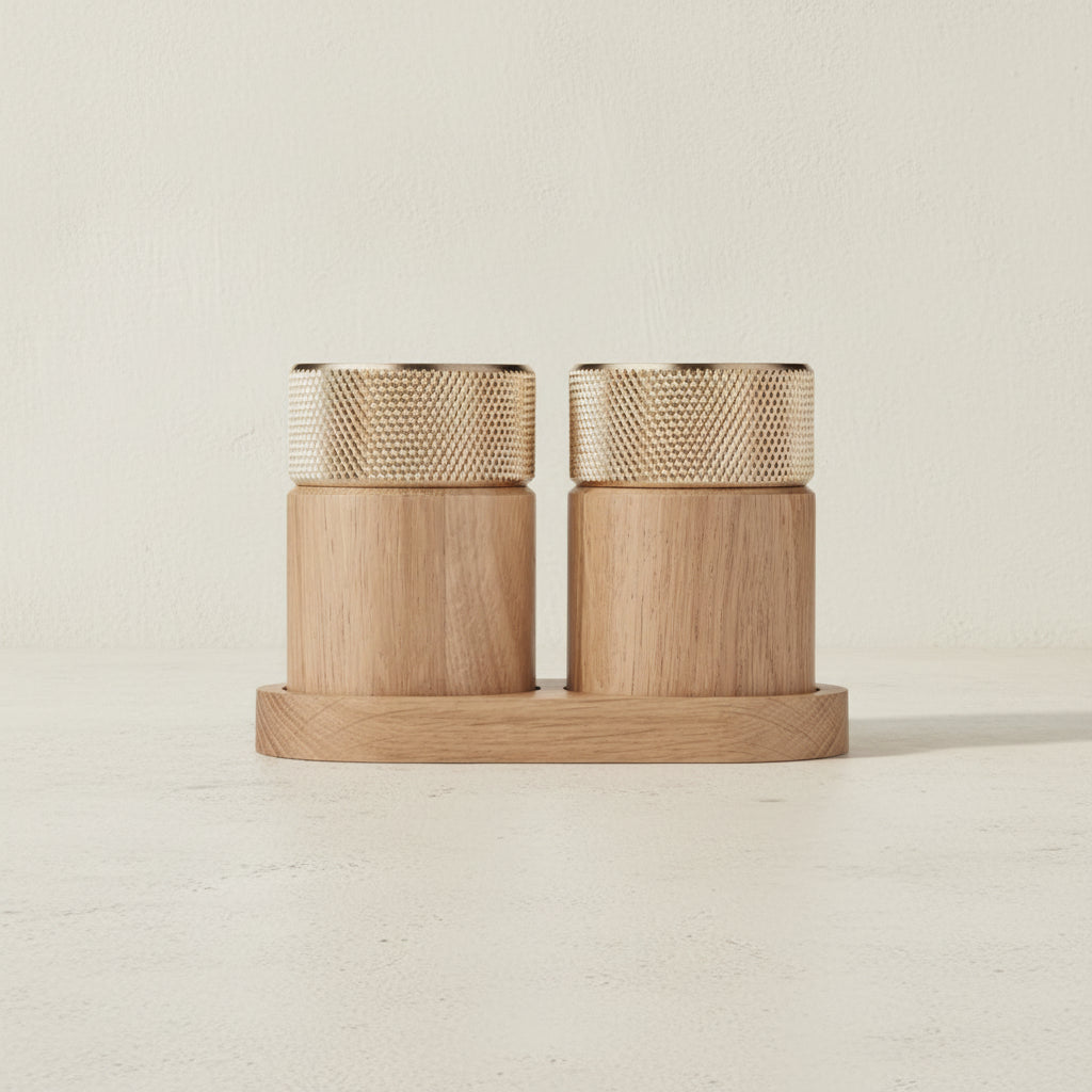 Gejst Sina salt & pepper mill set - oak/brass