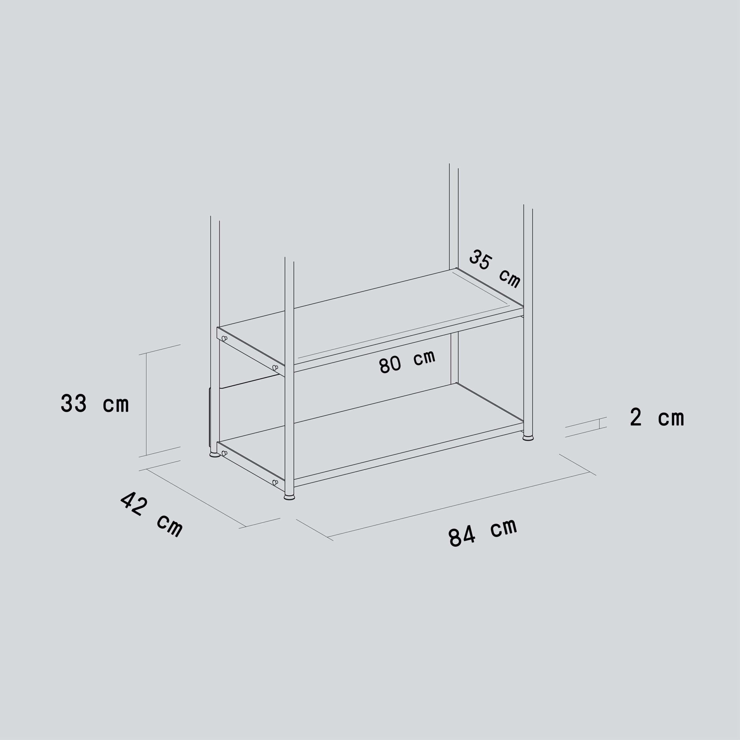 TIPTOE UNIT desk shelf - H180 to 215 x W84cm - eco-certified wood