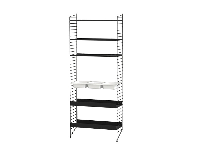 String Furniture Bathroom Bundle B L in Black shelves and black panels