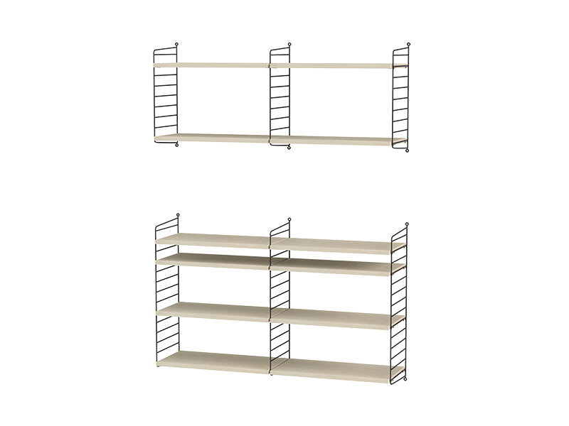 String Furniture Living Room Bundle L N in Ash shelves and black panels