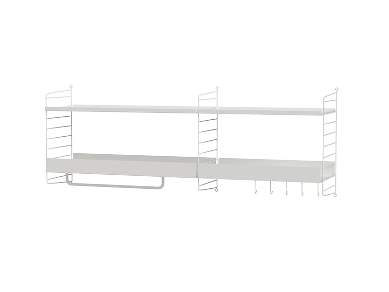 String Furniture Hallway Bundle H J in White shelves and white panels