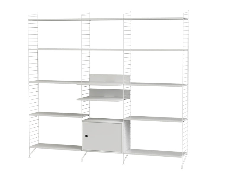 String Furniture Living Room Bundle L Q in White shelves and white panels