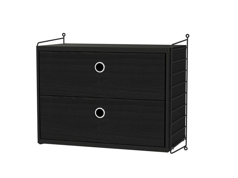 String Furniture Bedroom Bundle S A in Black stained ash shelves and black panels