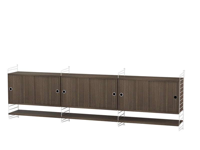 String Furniture Living Room Bundle L E in Walnut shelves and white panels