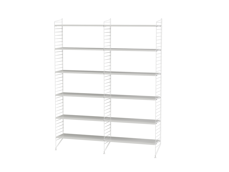 String Furniture Living Room Bundle L A in White shelves and white panels