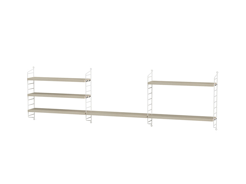 String Furniture Kids Room Bundle C H in Ash shelves and white panels