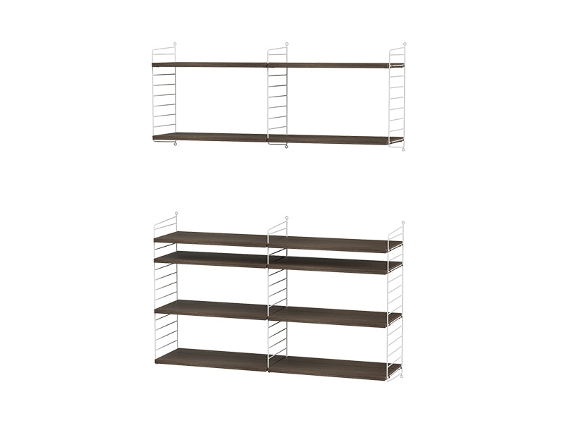 String Furniture Living Room Bundle L N in Walnut shelves and white panels