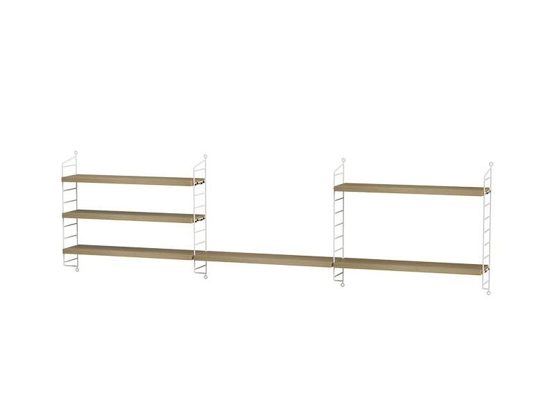 String Furniture Kids Room Bundle C H in Oak shelves and white panels