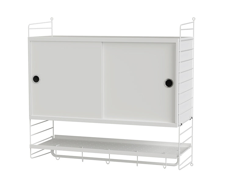 String Furniture Bedroom Bundle S F in White shelves and white panels