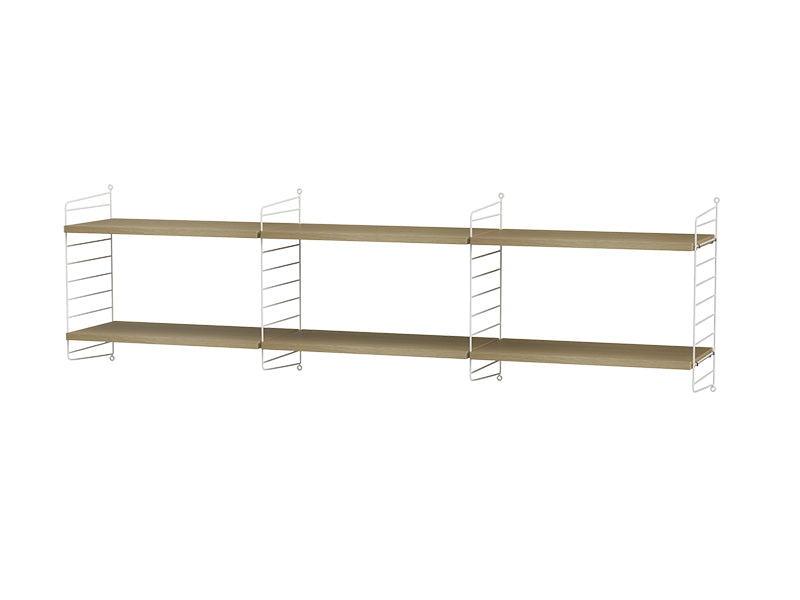 String Furniture Living Room Bundle L O in Oak shelves and white panels
