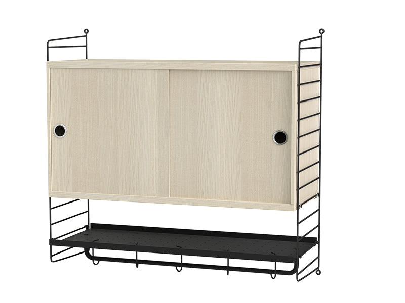 String Furniture Bedroom Bundle S F in Ash shelves and black panels