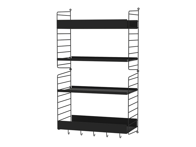 String Furniture Kitchen Bundle K H in Black shelves and black panels