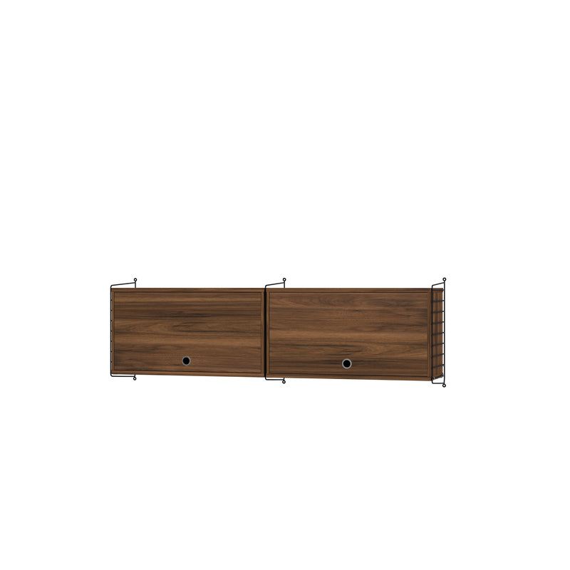 String Furniture Kitchen Bundle K N in Walnut shelves and black panels
