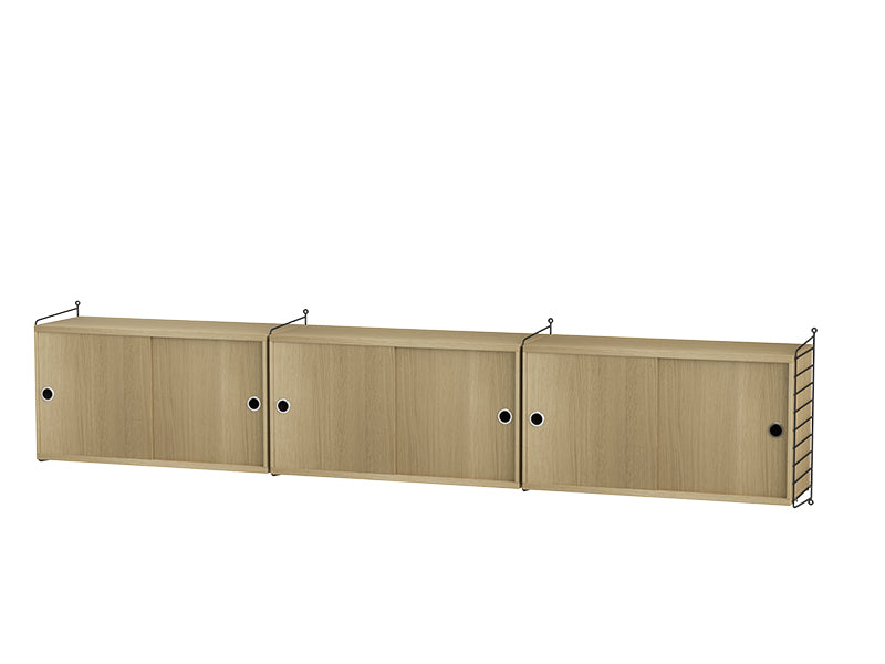 String Furniture Living Room Bundle L D in Oak shelves and black panels