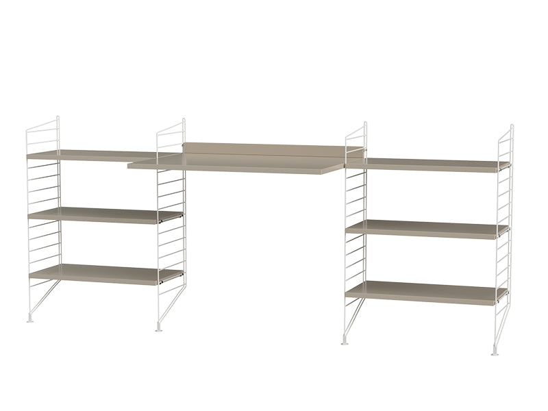 String Furniture Workspace Bundle W D in Beige shelves and white panels