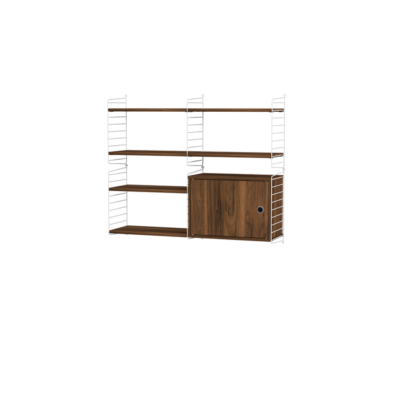 String Furniture Living Room Bundle L R in Walnut shelves and white panels