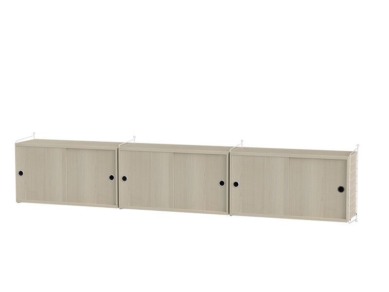 String Furniture Living Room Bundle L D in Ash shelves and white panels