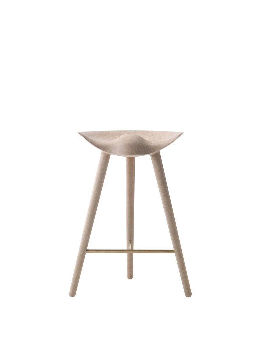 Audo ML42 Stool, Counter & Bar Height – Counter Height / Natural Oak/Polished Brass