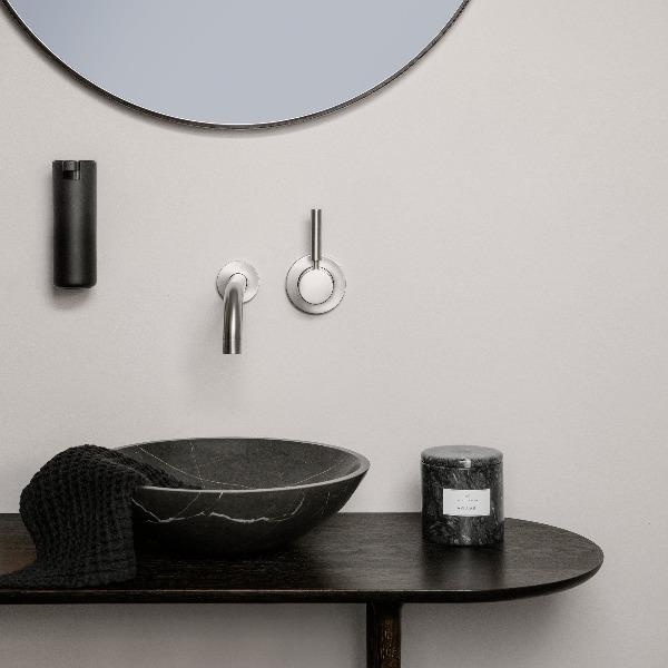 Blomus Modo Ti-Coated Stainless Steel Wall Mounted Bathroom Soap Dispenser Manual Soap Pump - Industrial Modern Décor