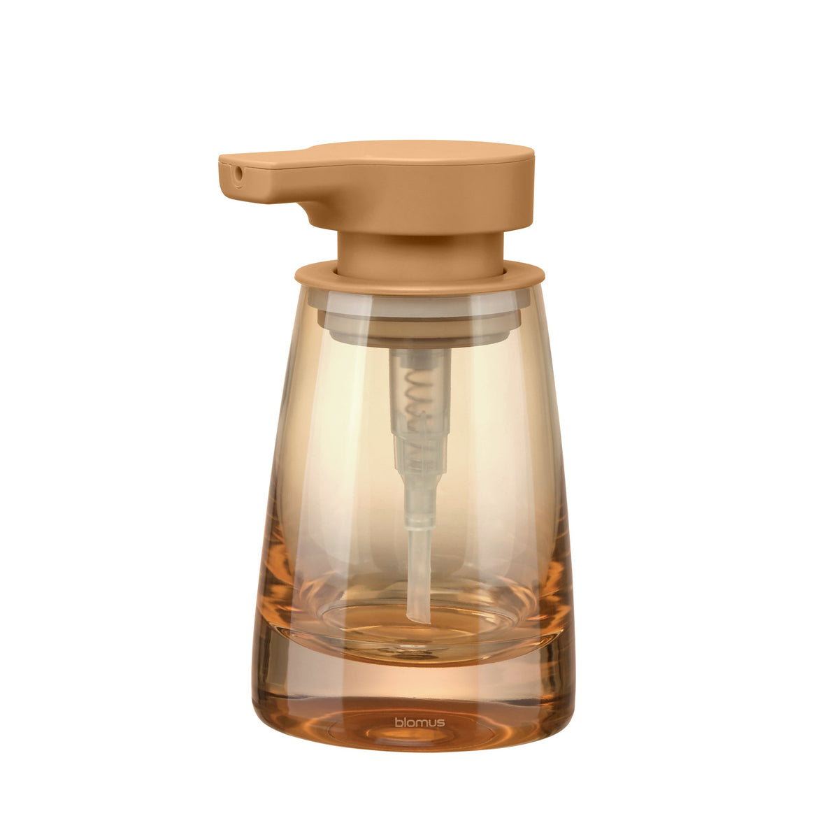 Blomus Ava Glass Bathroom Soap Dispenser Manual Soap Pump - Spa Inspired - Tan