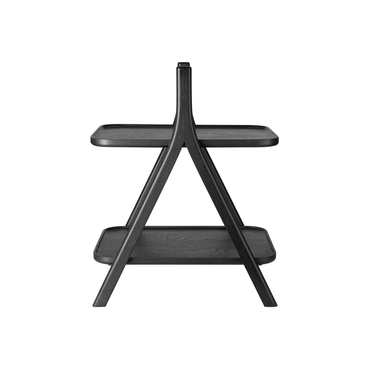 Blomus Eta Oak Side Table with Carrying Handle - 2-Tier Natural Solid Wood - Black Stained Oak