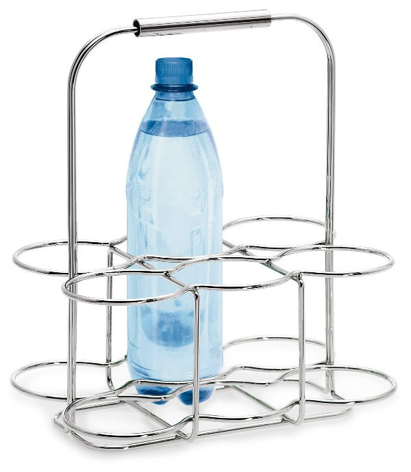 Blomus Wires Metal Wine or Water Bottle Carrier with Handle for 6 Bottles