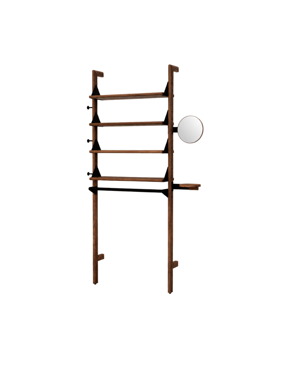 Gus Modern  Branch-1 Display Unit - Walnut Uprights - Black Brackets - Walnut Shelves