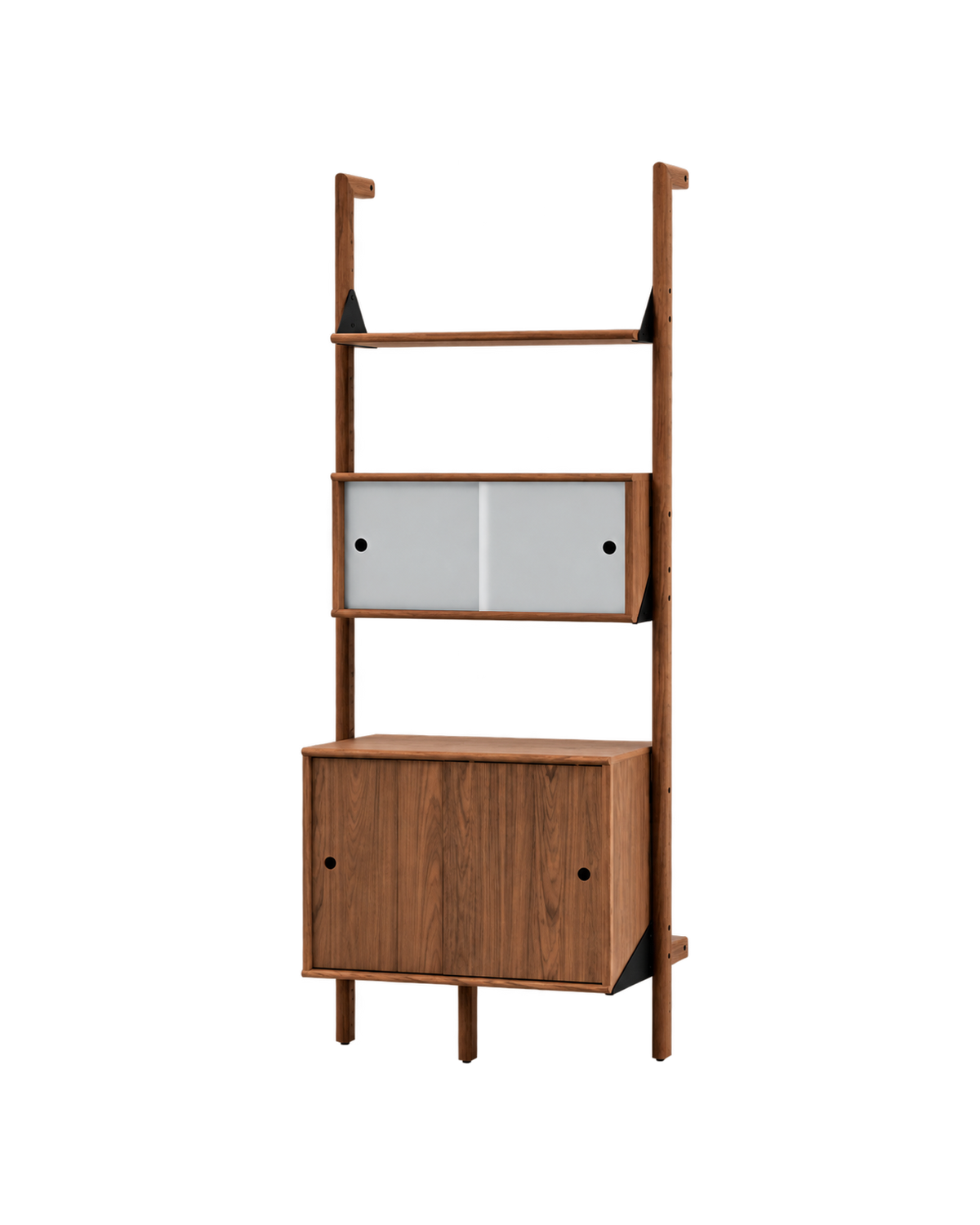 Gus Modern Branch-1 Multi Storage Unit - Walnut Uprights / Black Brackets / Walnut Shelves