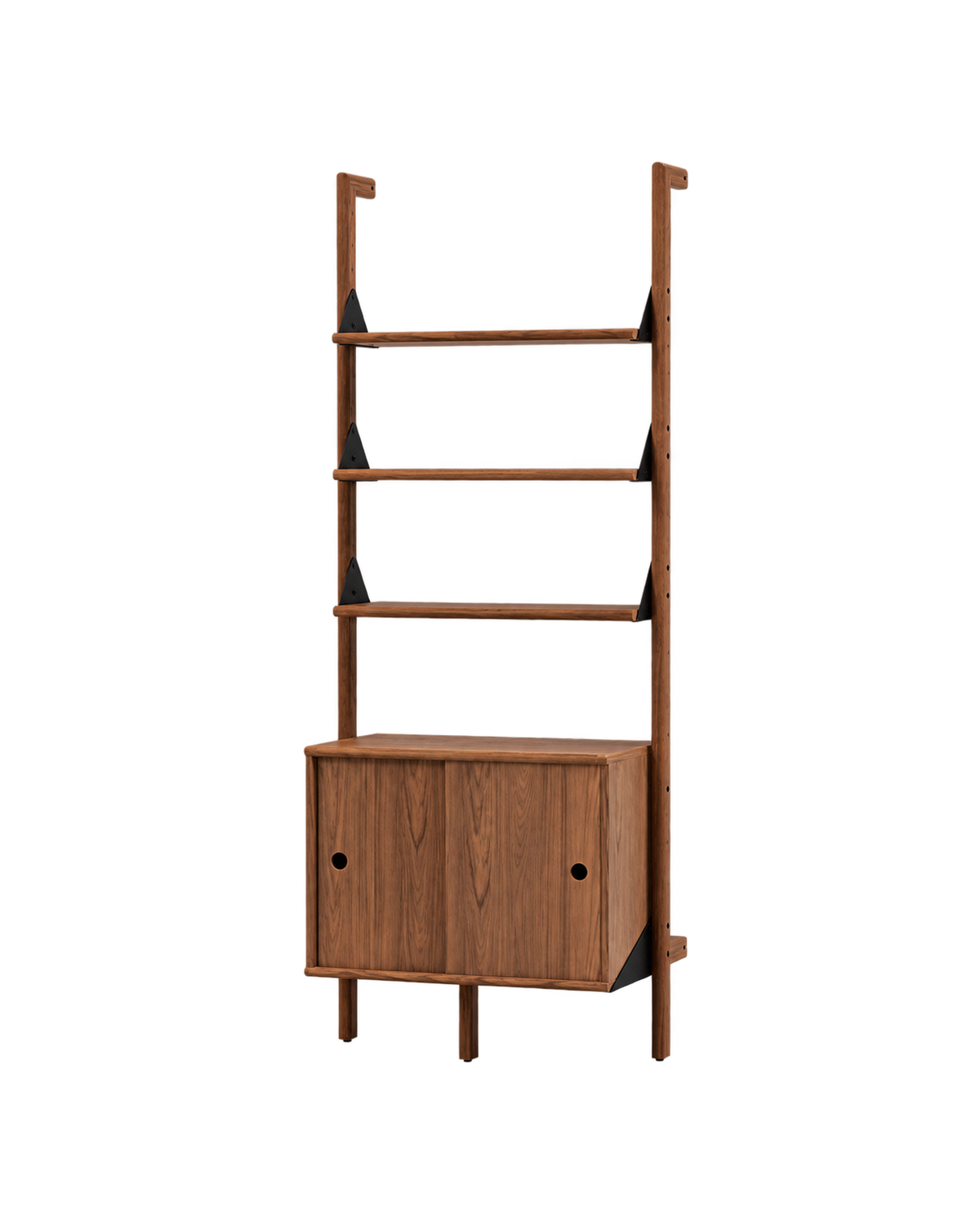Gus Modern Branch-1 Storage Unit - Walnut Uprights / Black Brackets / Walnut Shelves