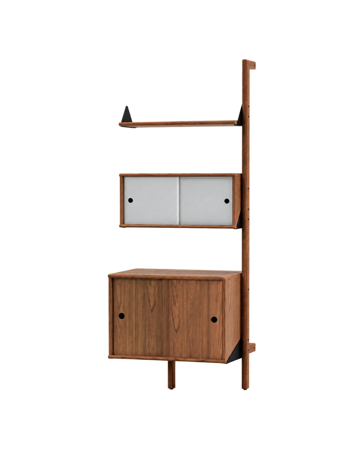 Gus Modern Branch Multi Storage Unit Add-On - Walnut Uprights Black Brackets Walnut Shelves