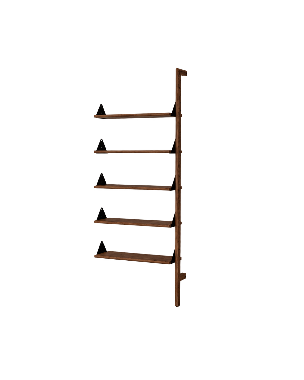 Gus Modern Branch Shelving Unit Add-On - Walnut Uprights - Black Brackets - Walnut Shelves