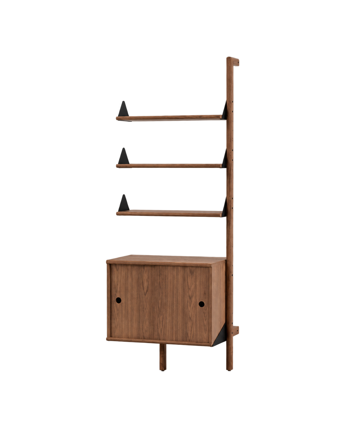 Gus Modern Branch Storage Unit Add-On - Walnut Uprights Black Brackets Walnut Shelves