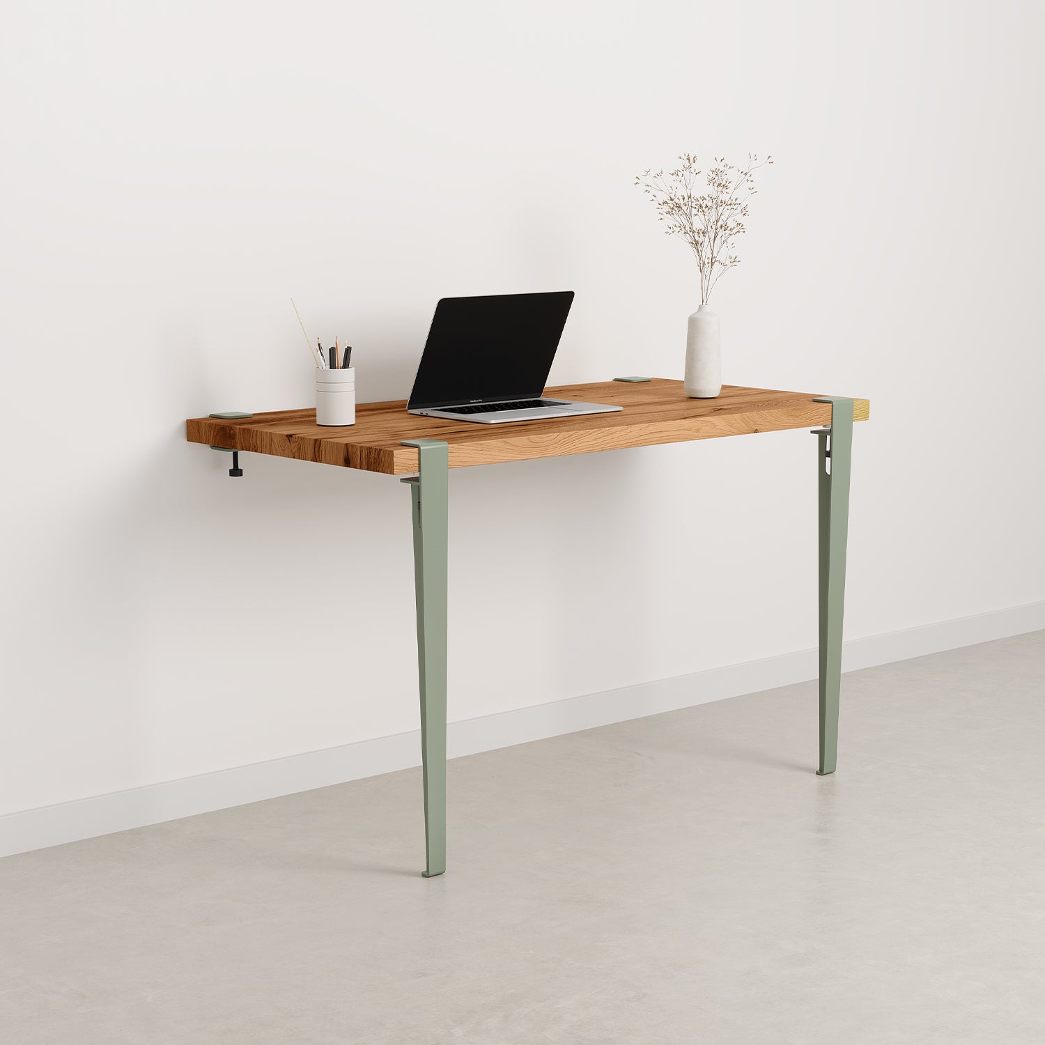 bureau mural bois ancien - gris euca