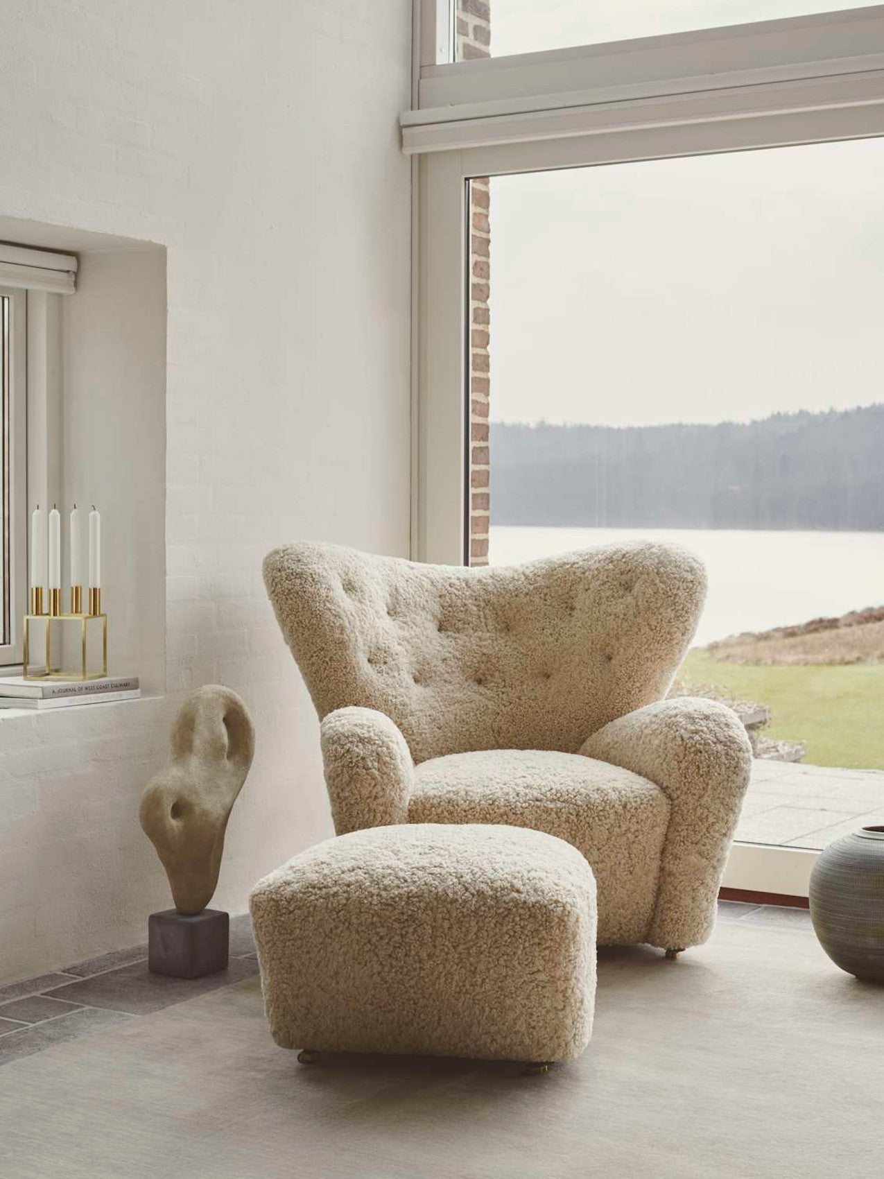 Audo Tired Man Ottoman, Sheepskin