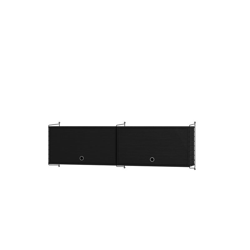 String Furniture Kitchen Bundle K N in Black stained ash shelves and black panels