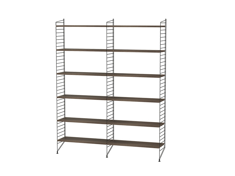 String Furniture Living Room Bundle L A in Walnut shelves and black panels