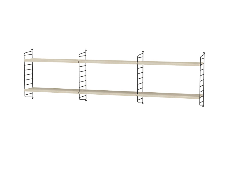 String Furniture Bedroom Bundle S E in Ash shelves and black panels