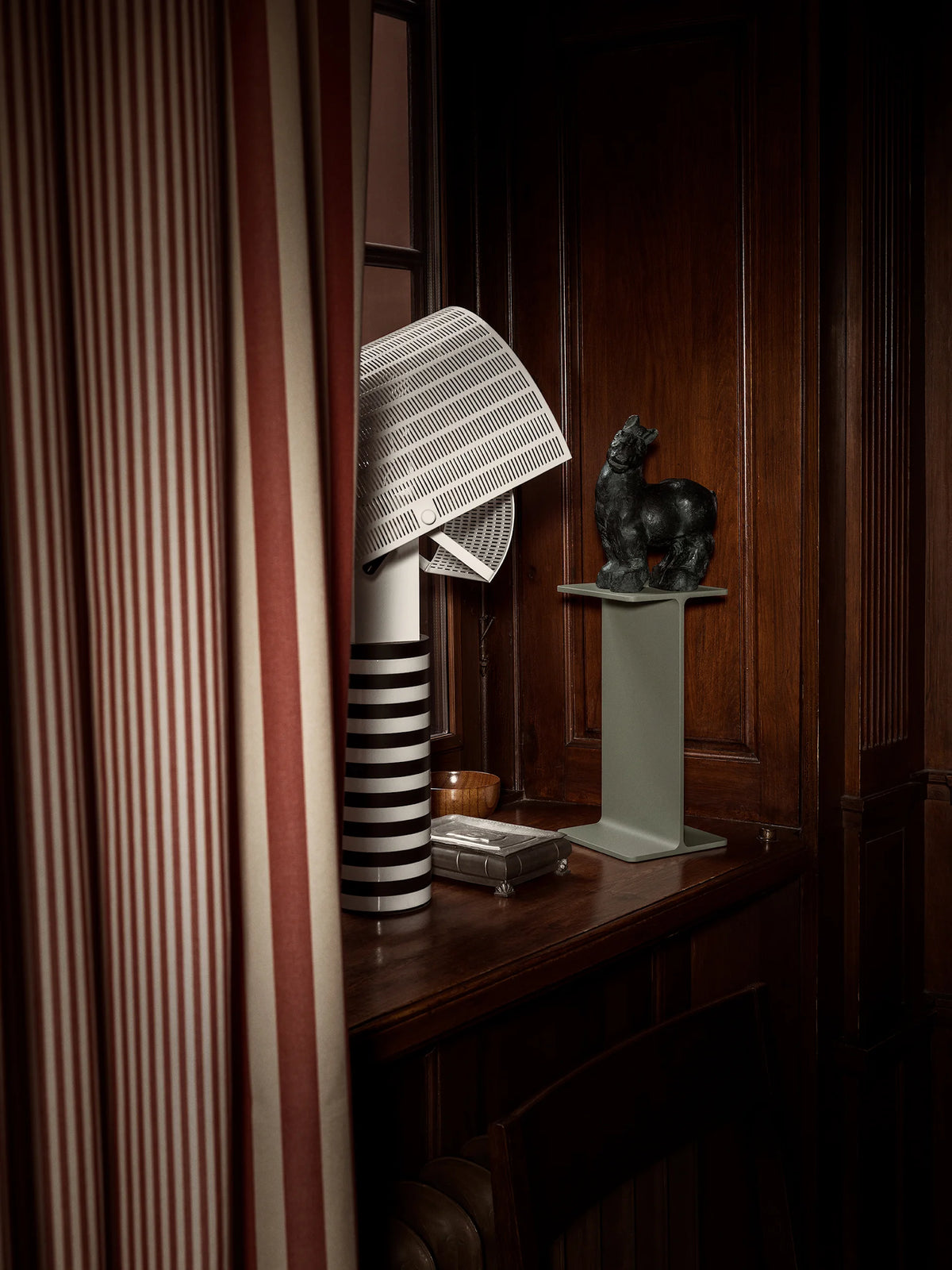 String Furniture Museum Pedestal — Green, styled photograph; accessories not included