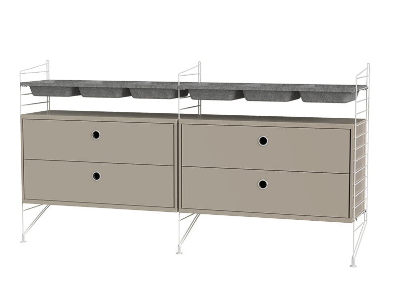String Furniture Bedroom Bundle S G in Beige shelves and white panels